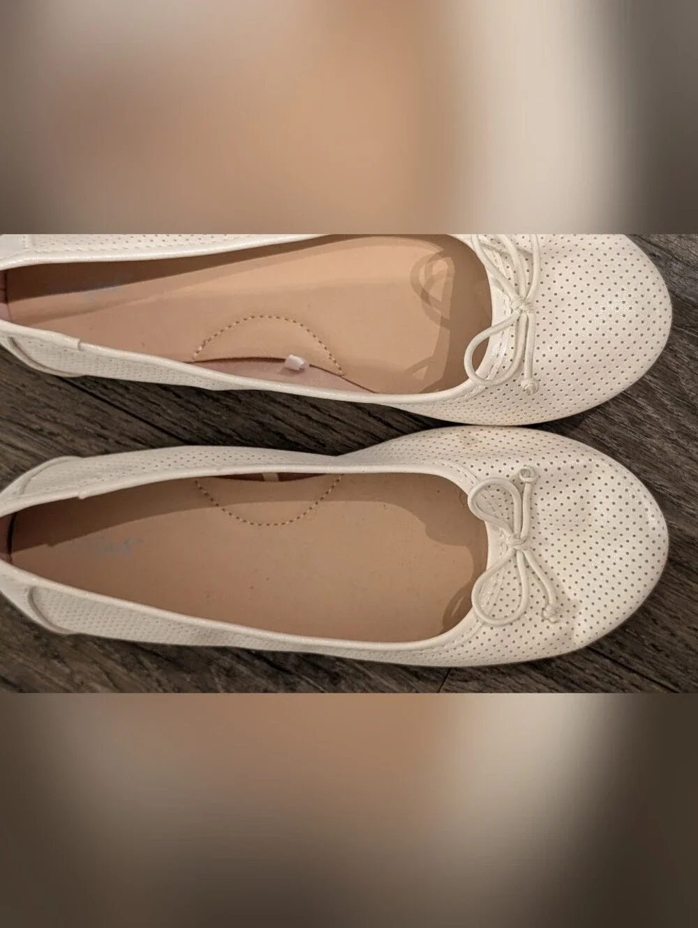 3/$16 Girl's Cat And Jack Cream Perforated Ballet Flats